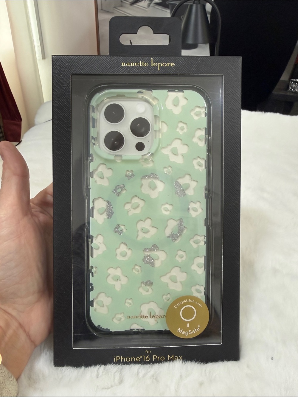 Nanette Lepore Mint Floral iPhone Case with Silver Accents